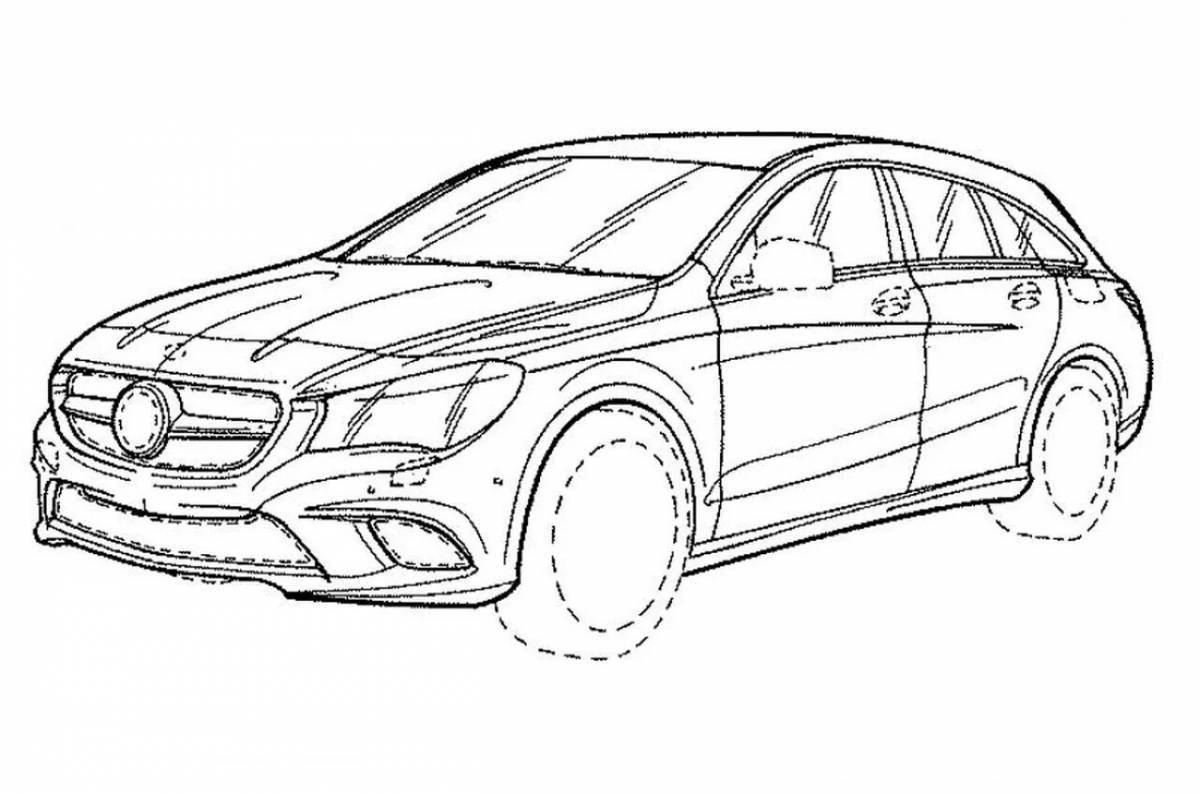 Coloring book glowing mercedes e200