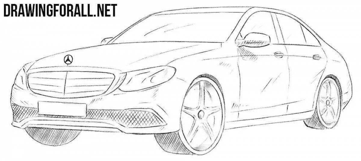 Coloring page stylish mercedes e200
