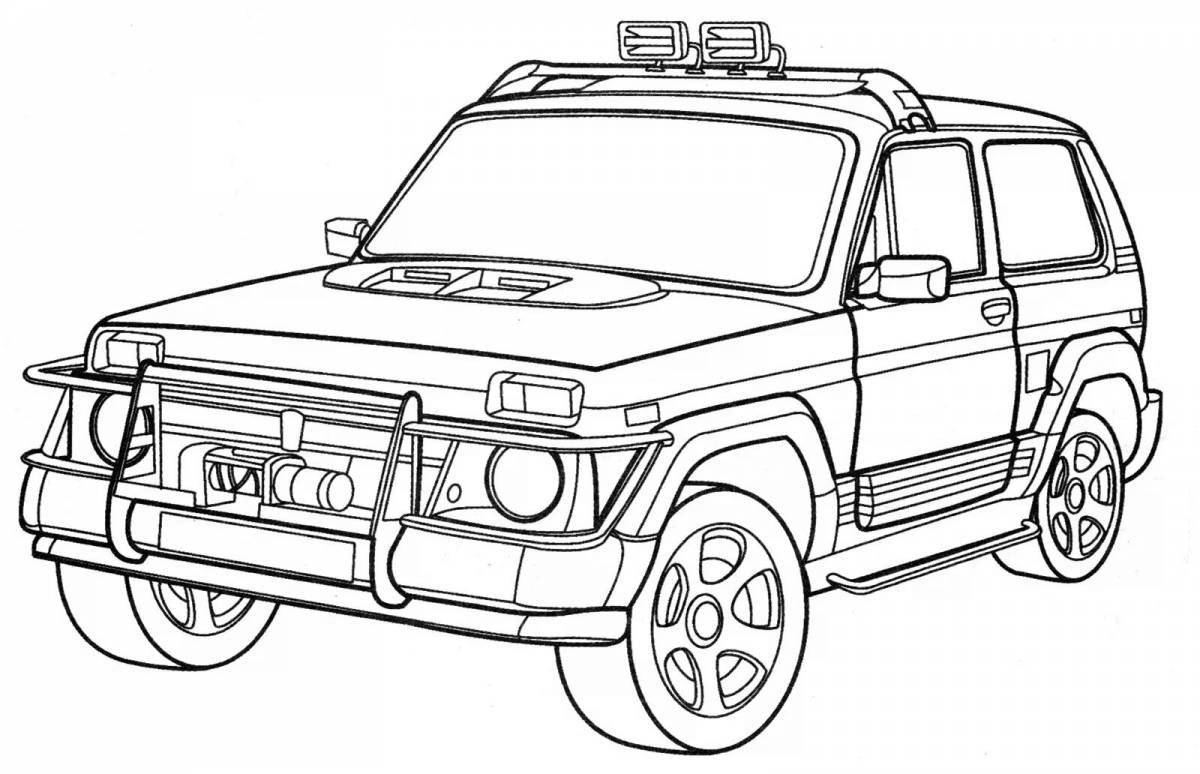 Majestic 4 cars coloring page