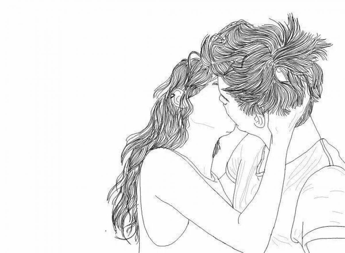 Photo Loving coloring couple in love