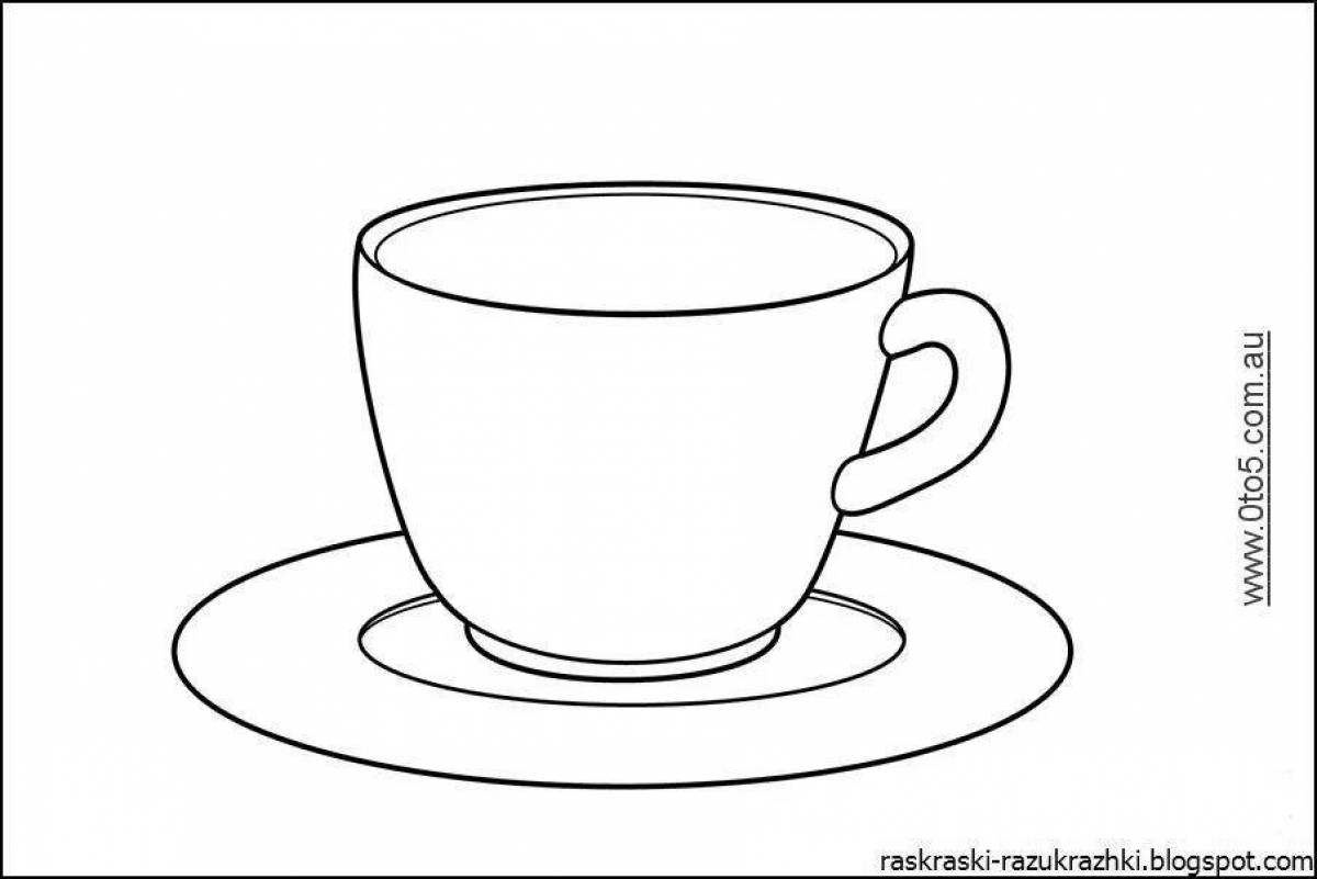 Adorable tea cup coloring page