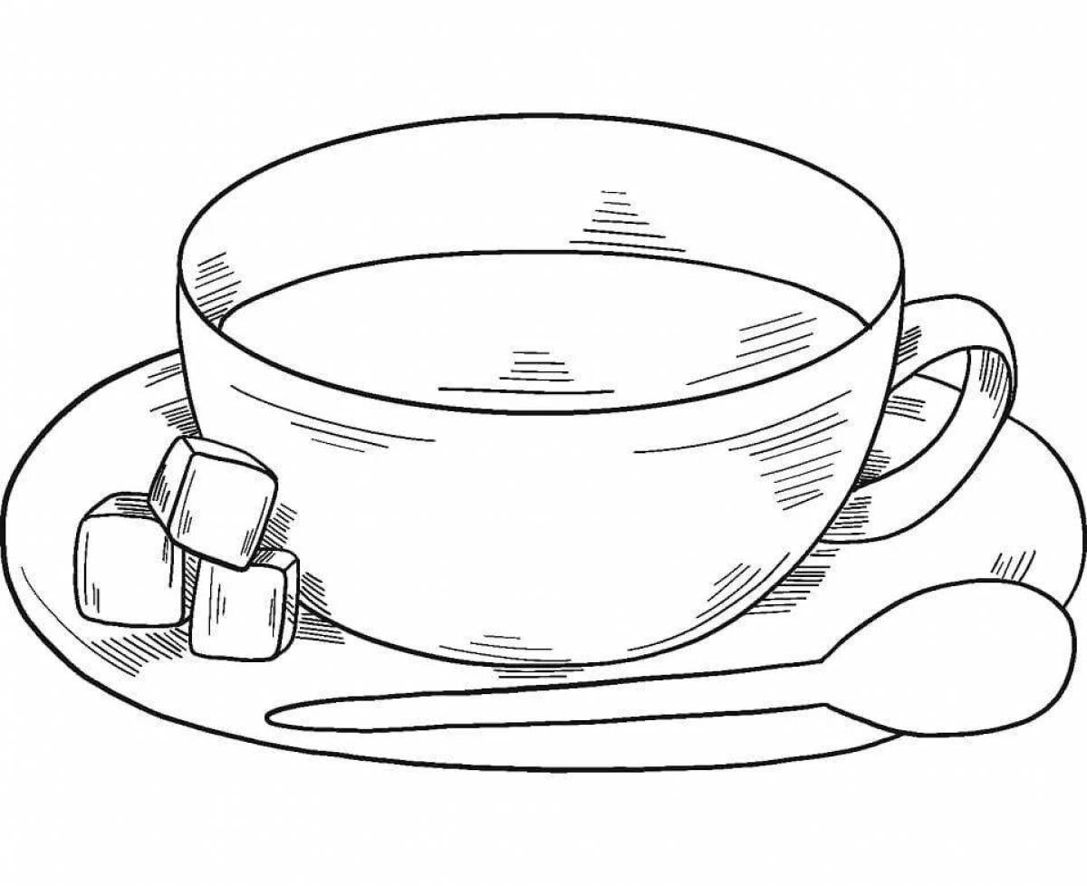 Раскраска сказочная чайная чашка