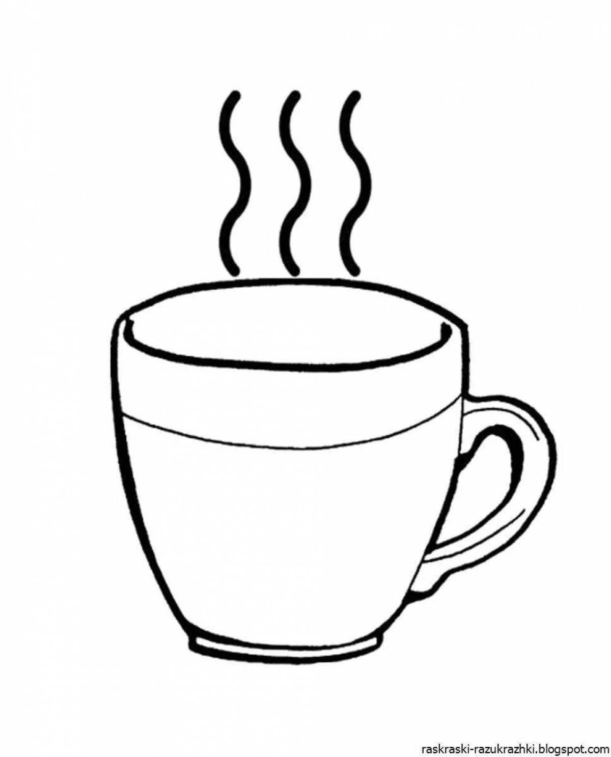 Luxury tea cup coloring page