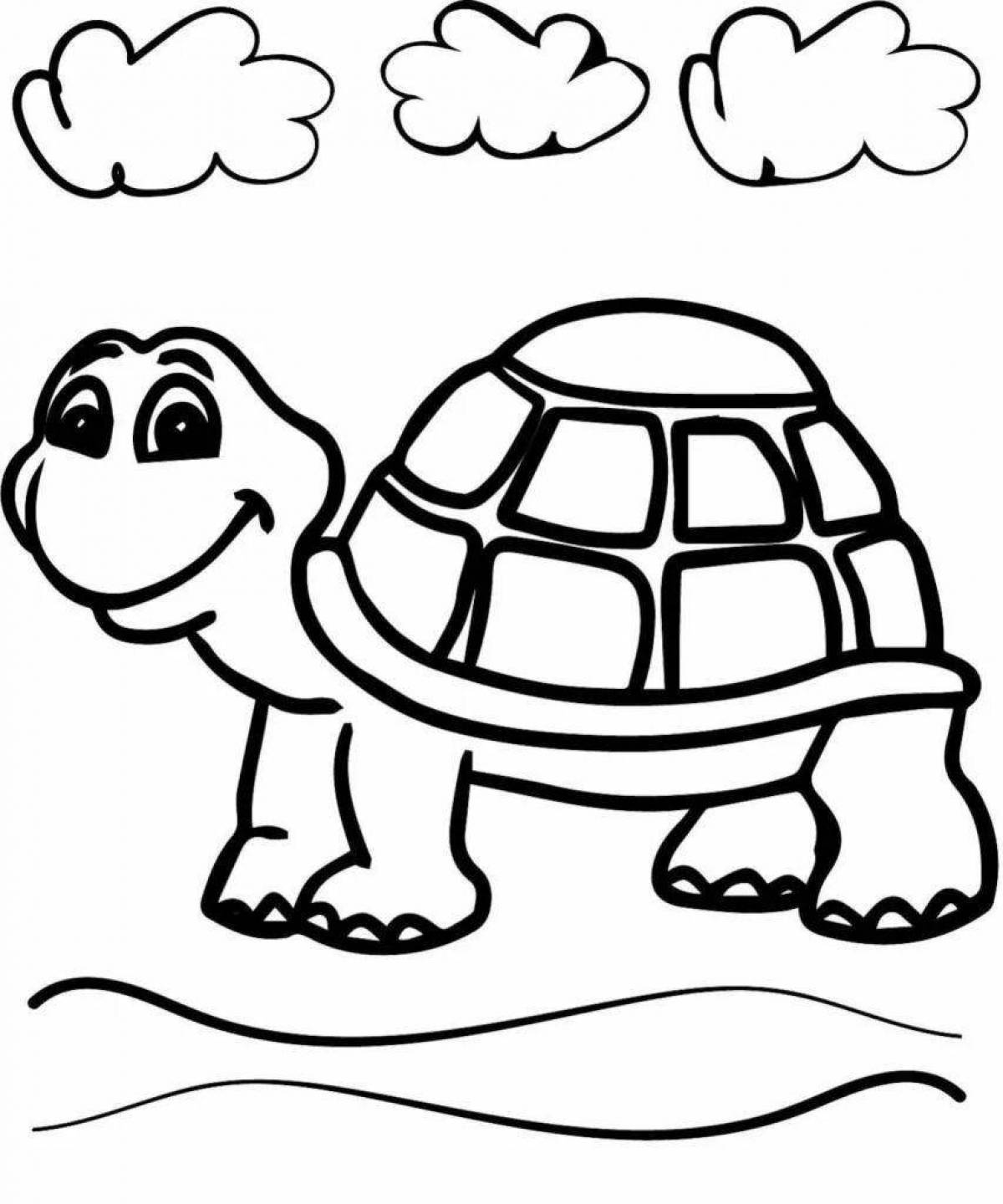 Очаровательная черепаха-раскраска