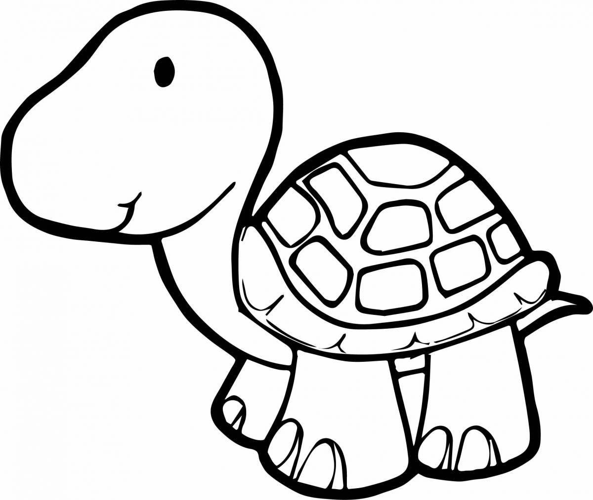 Радостная черепаха-раскраска