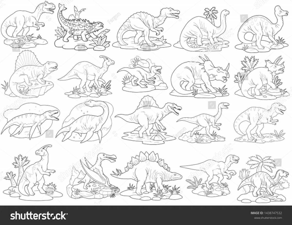 Colorful dinosaurs coloring book