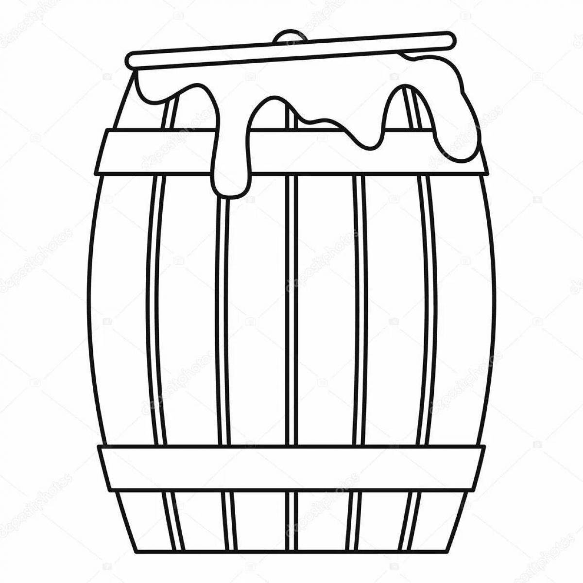Glowing barrel of honey coloring page