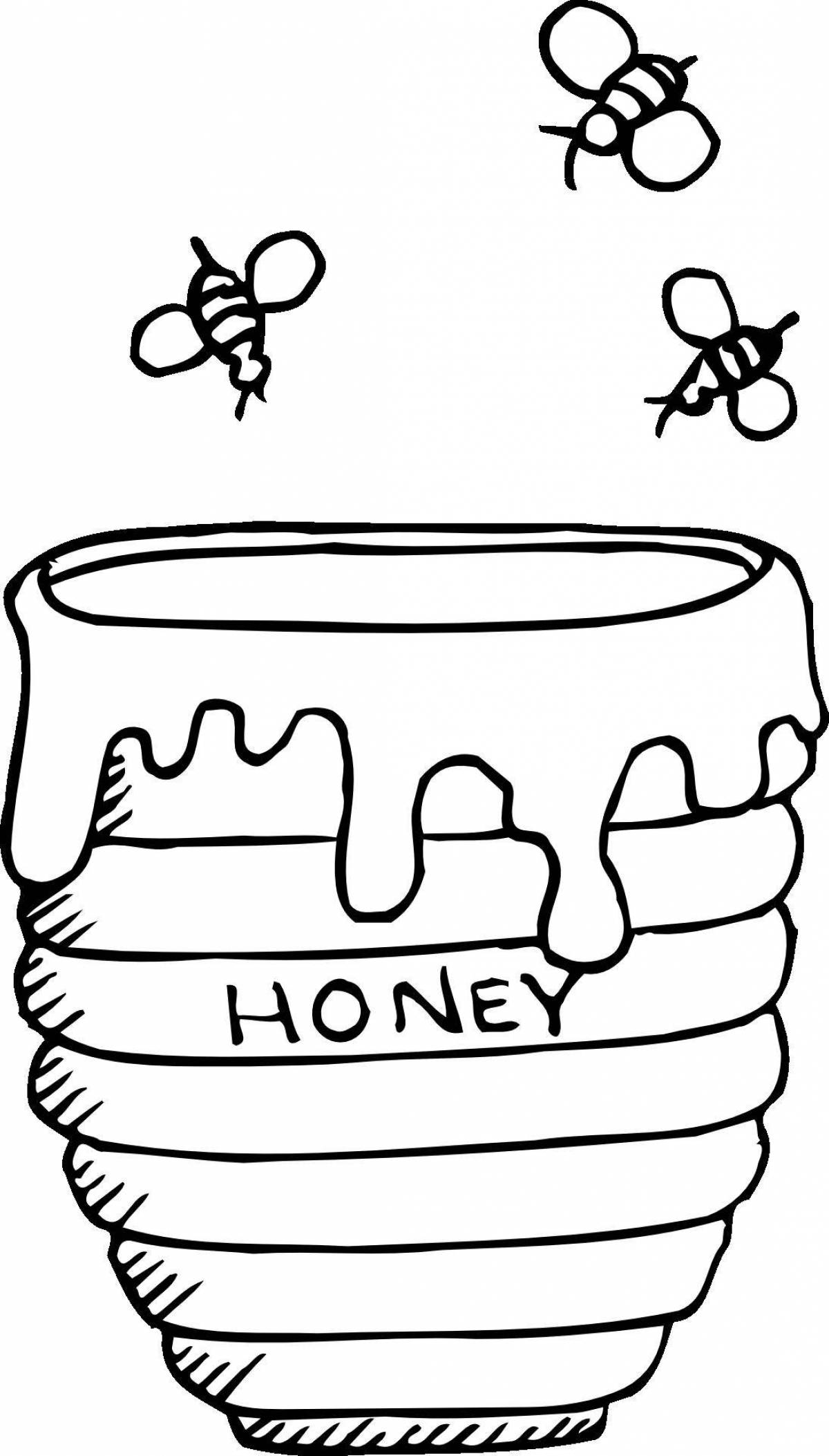 Пчела и медведь у бочки мёда