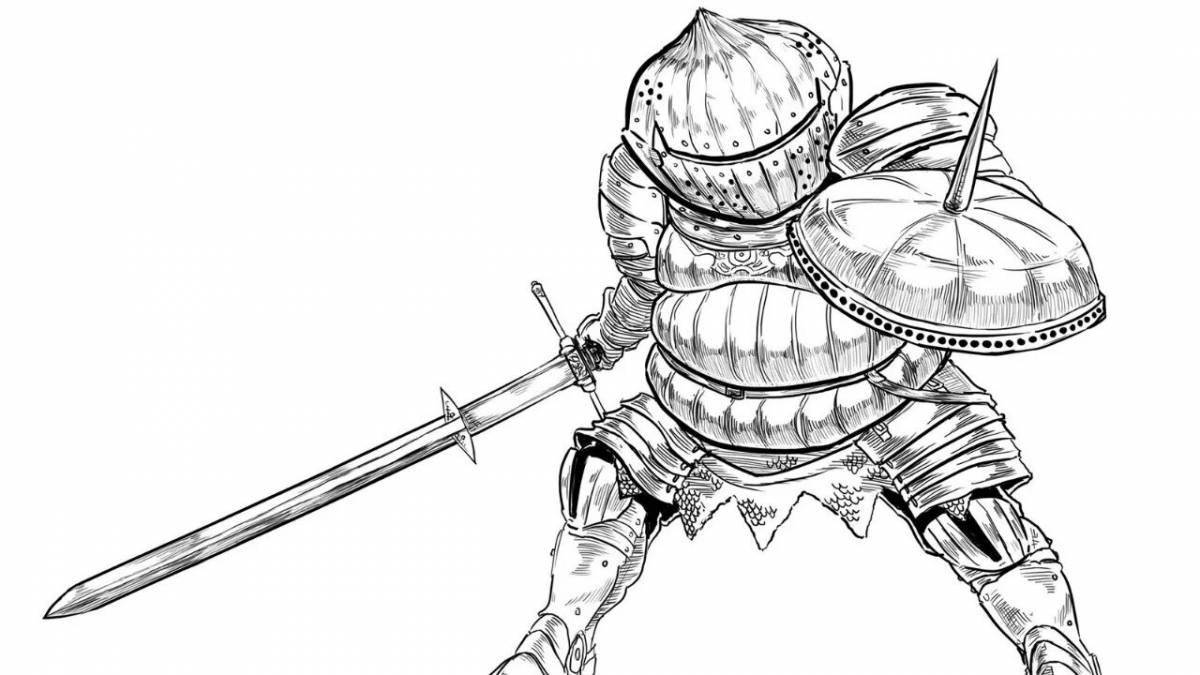 Splendid soul knight coloring page