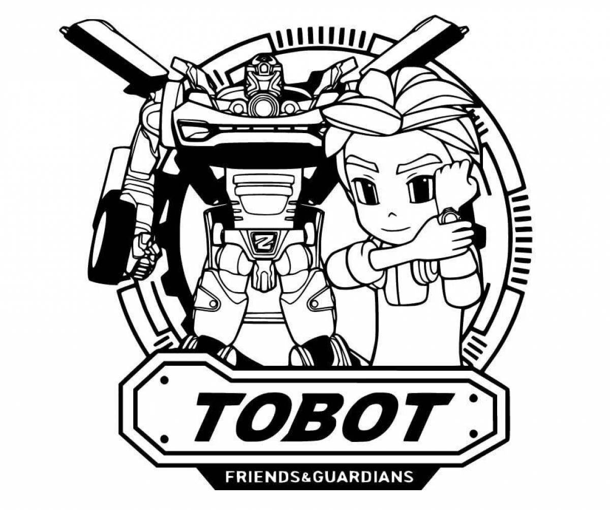 Раскраска tobot r с цветными брызгами