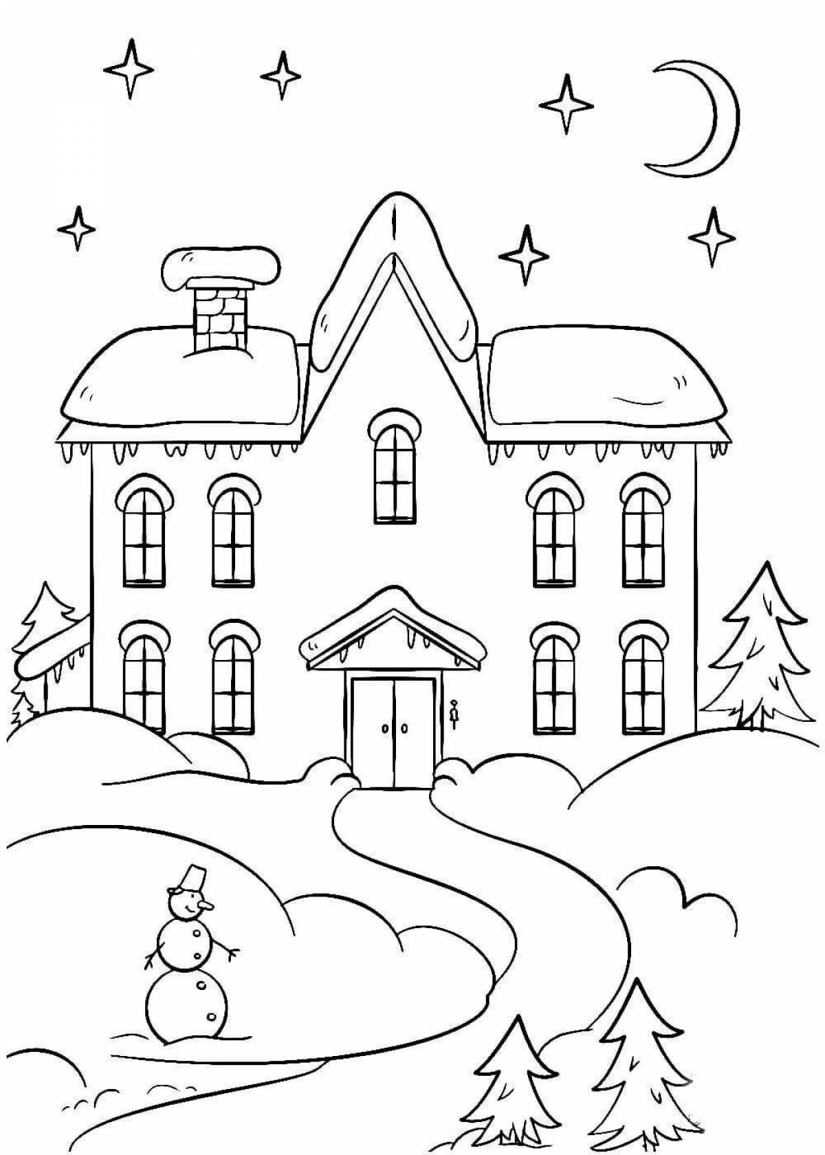 Charming winter night coloring