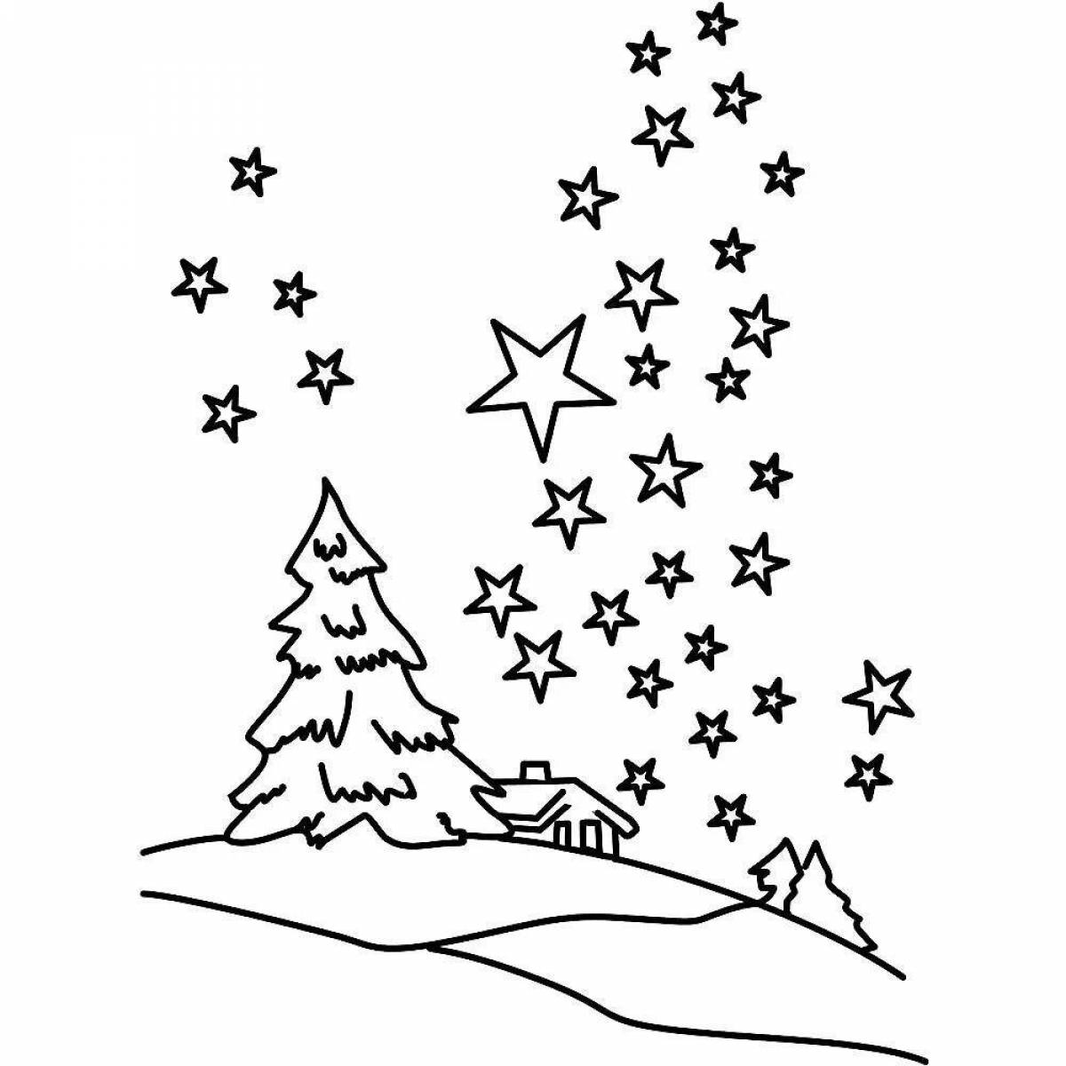 Gorgeous winter night coloring page