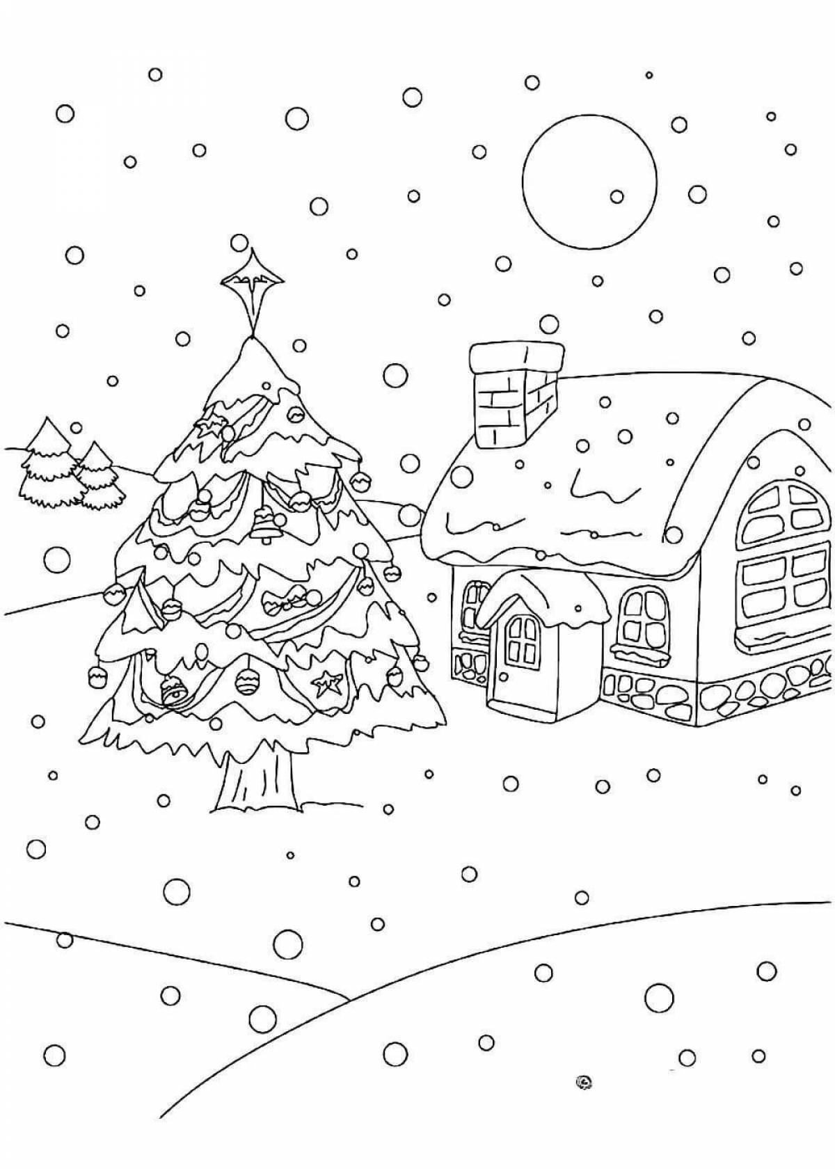 Mystical winter night coloring book