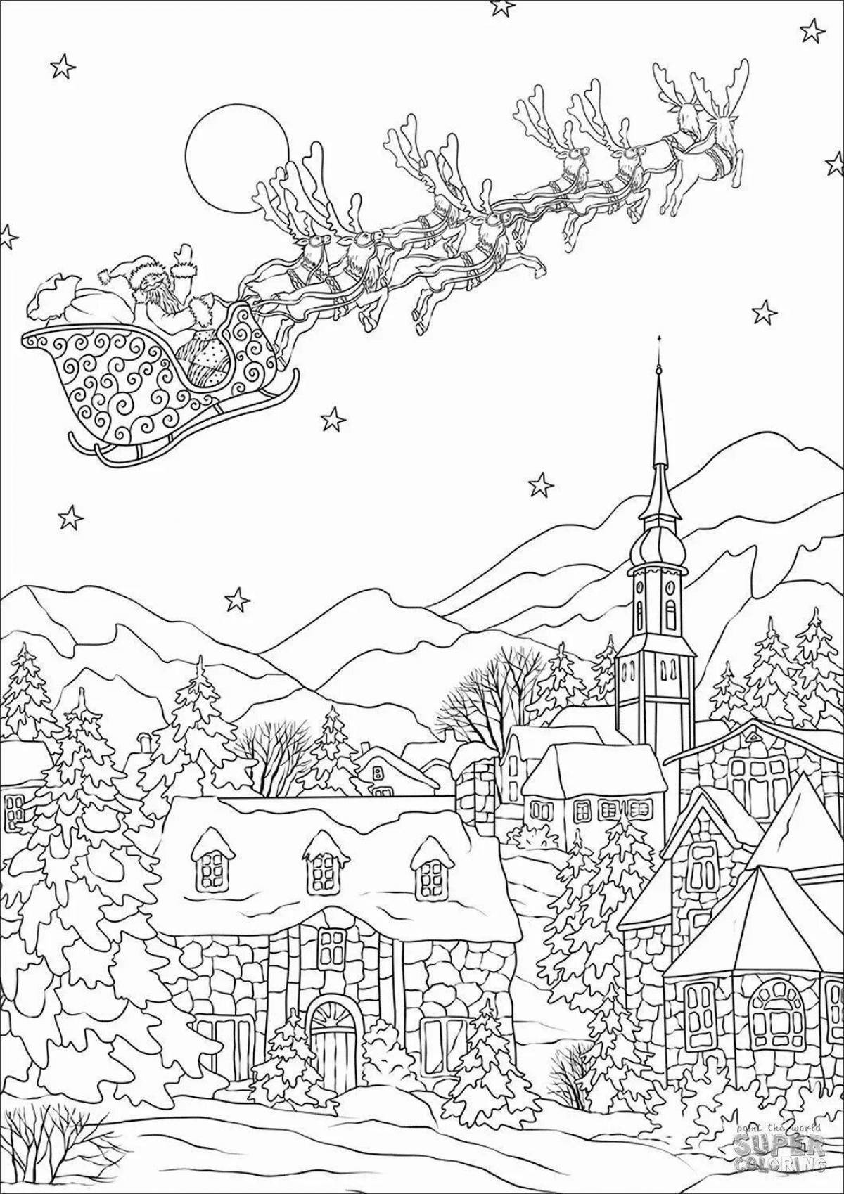 A fascinating winter night coloring book