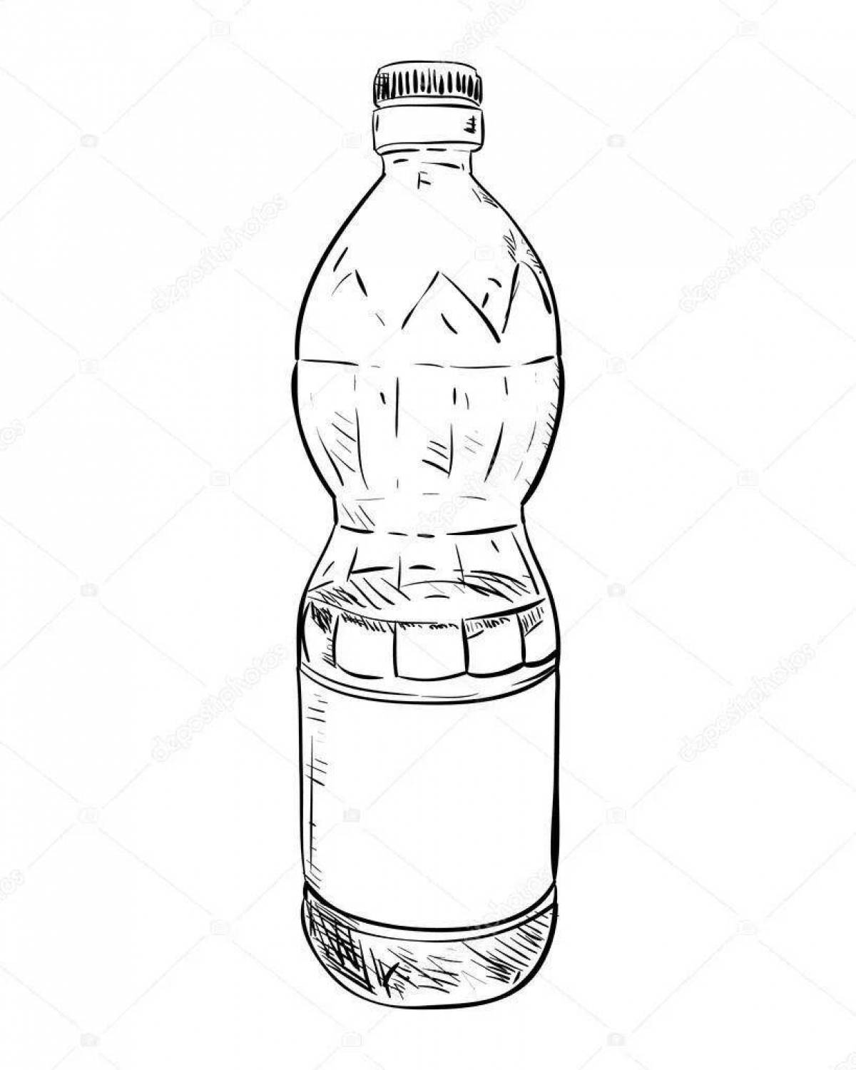 Refreshingly crystal coloring page water bottle
