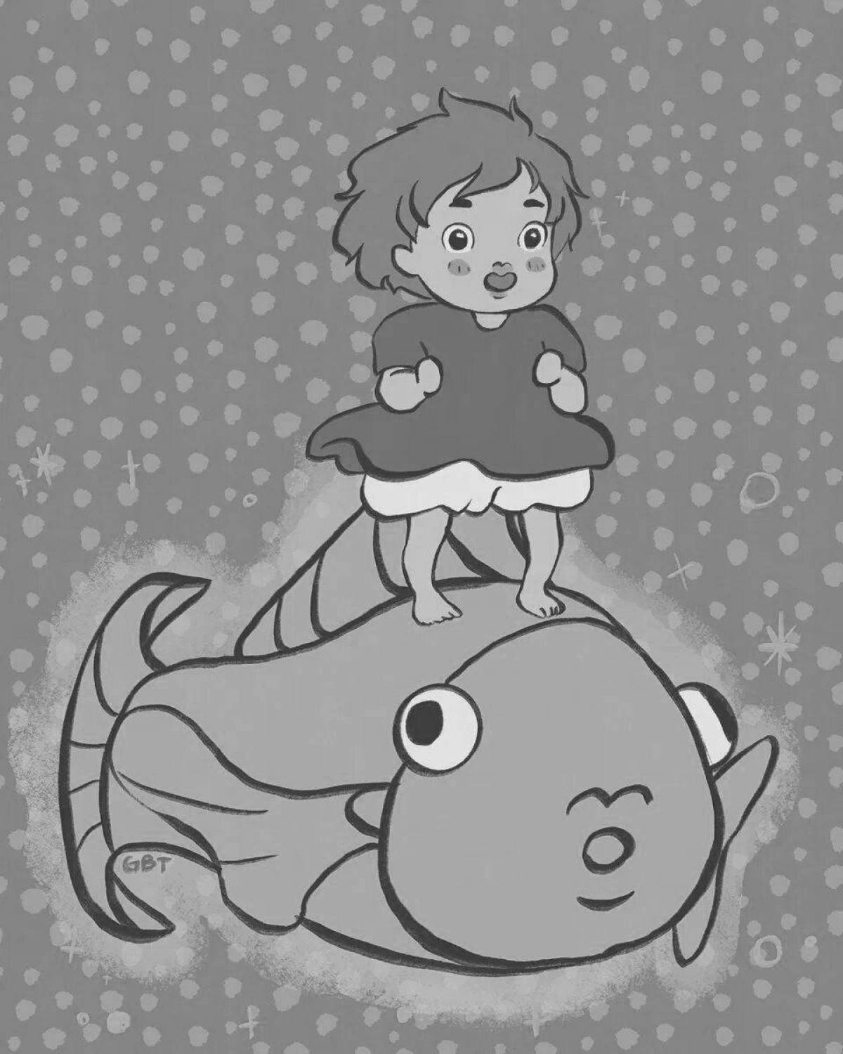 Fairy pony fish coloring page