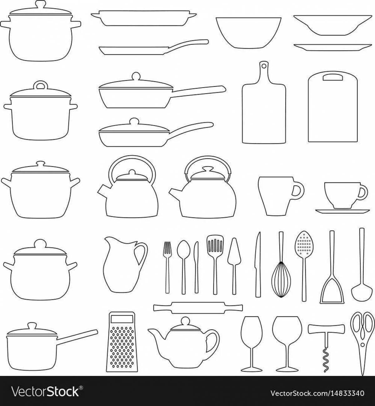 Coloring Page of Complex Tableware