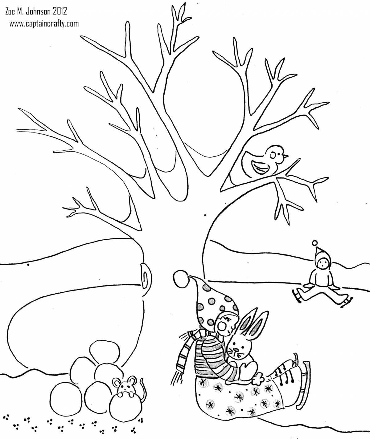Coloring page serendipitous plants in winter