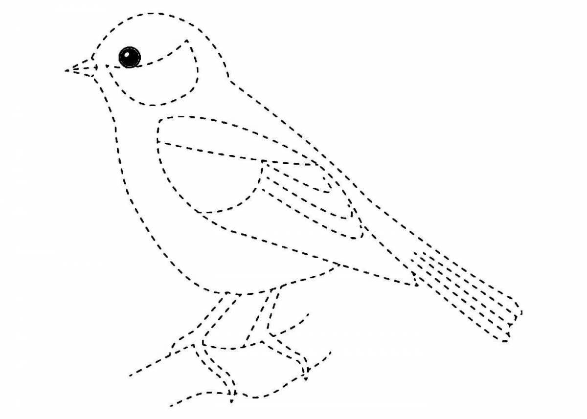 Coloring page cozy sparrow in winter