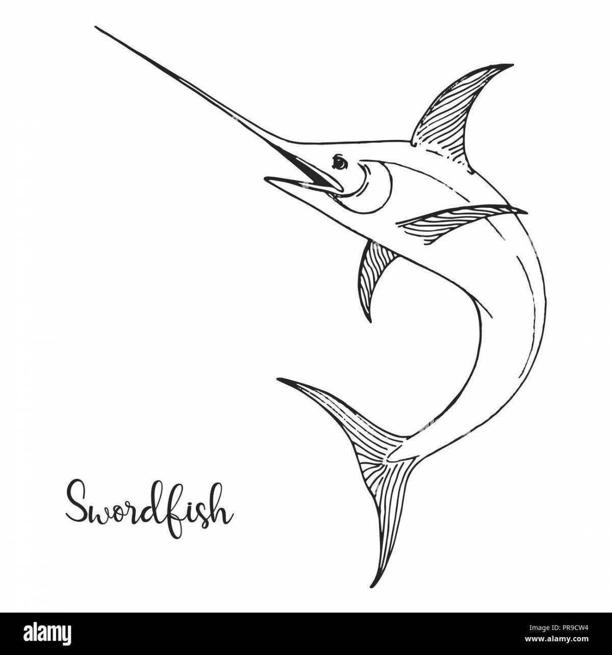 Gorgeous swordfish coloring page