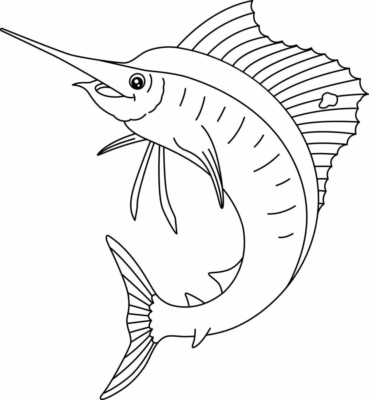 Playful swordfish coloring page