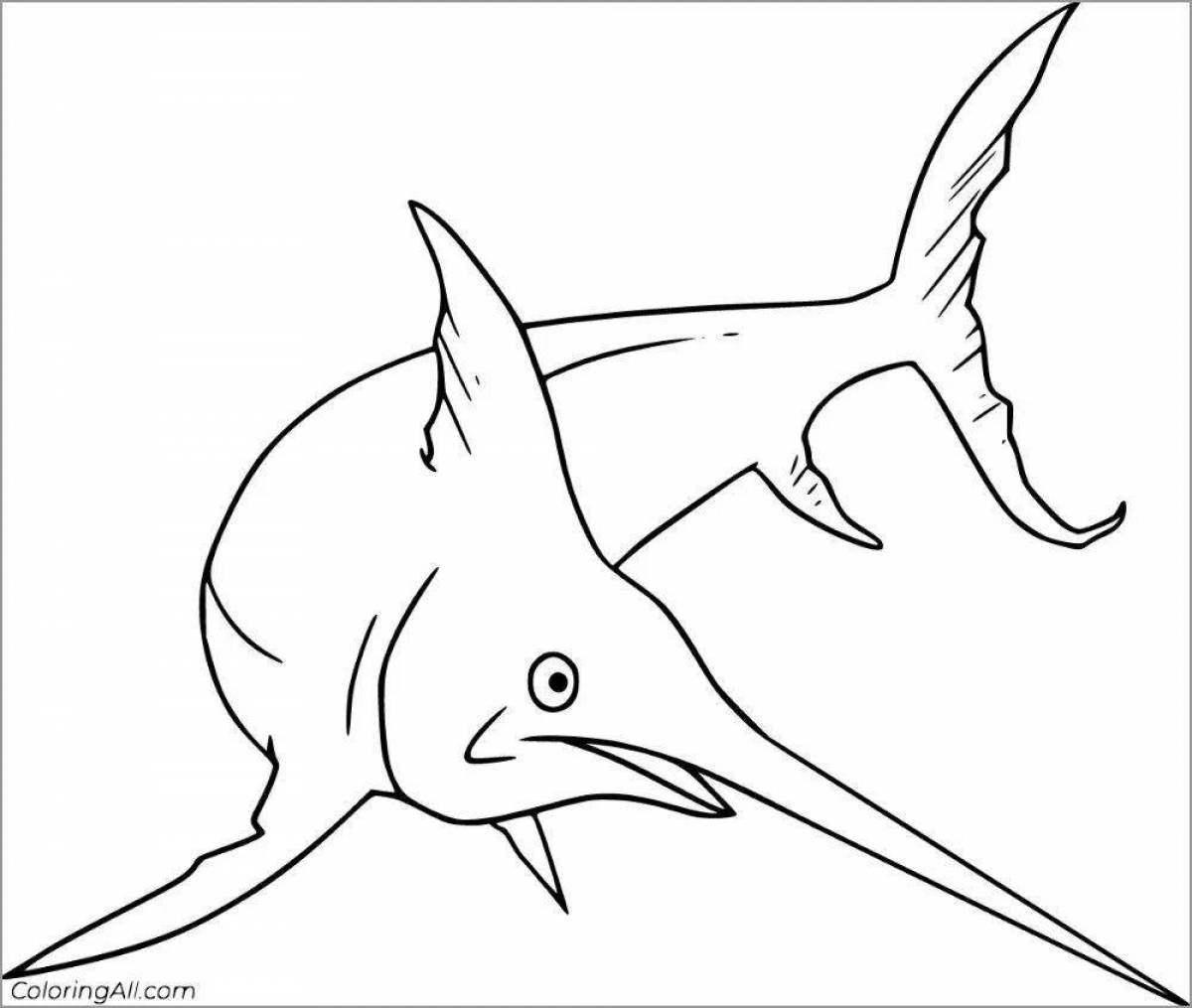 A fascinating swordfish coloring page