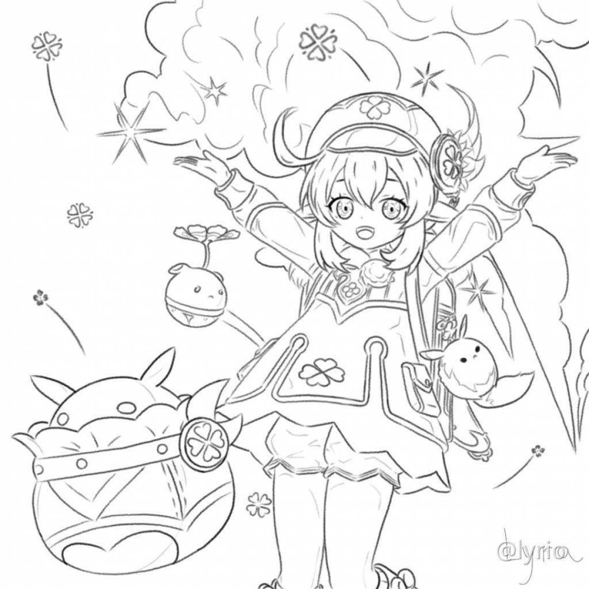 Lisa genshin fairytale coloring page