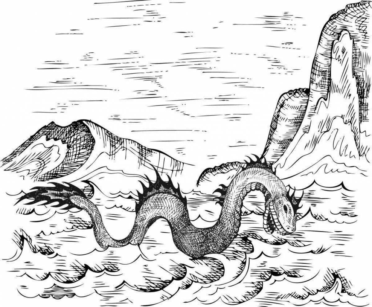Loch Ness monster coloring book