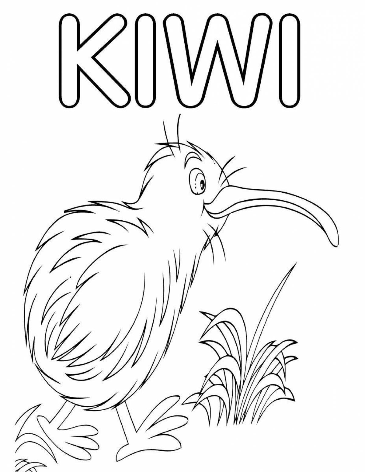 Adorable kiwi willy coloring page