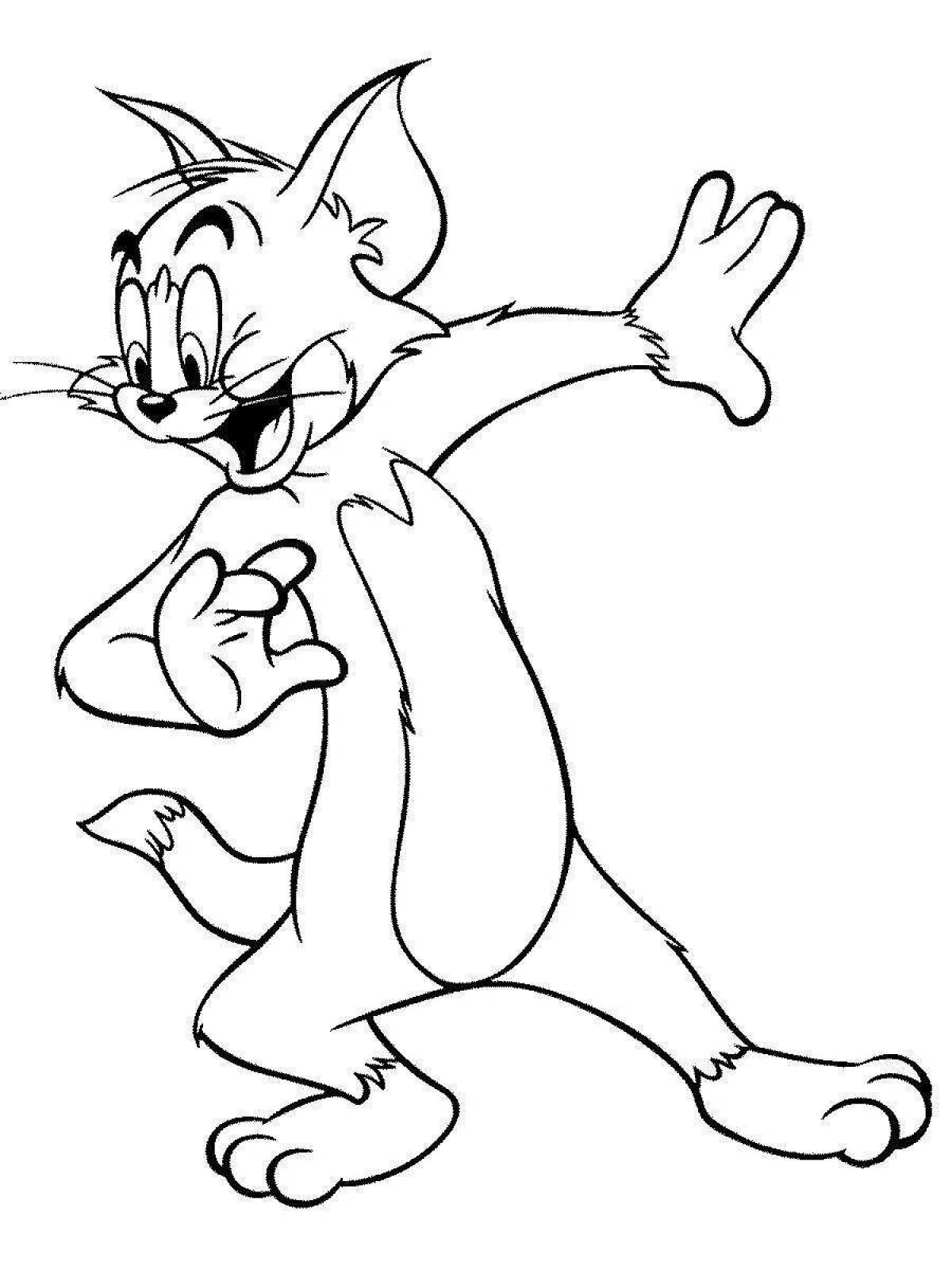 Animated tom cat coloring page