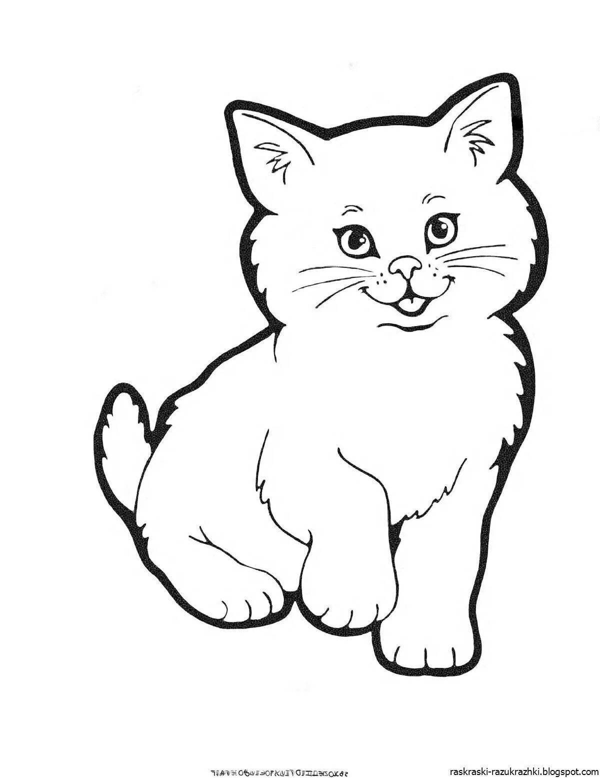 Colorful cat coloring page for kids