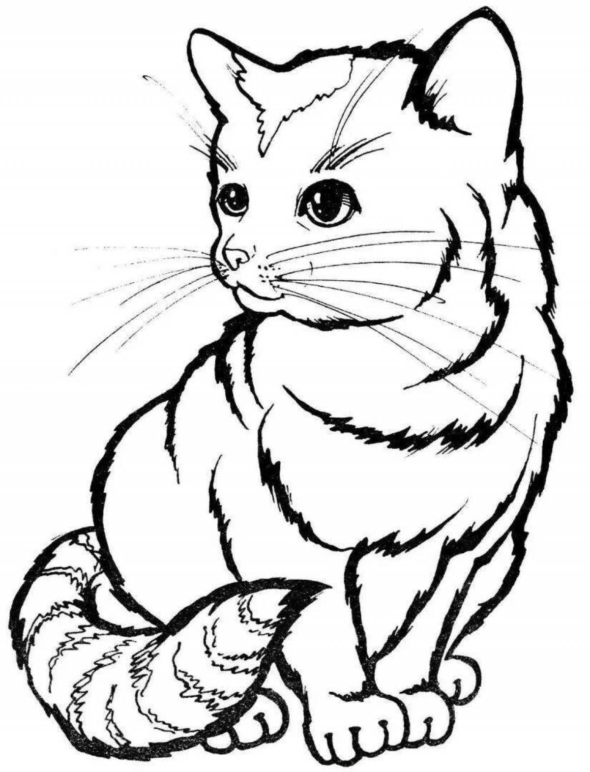 Playful cat coloring page for kids