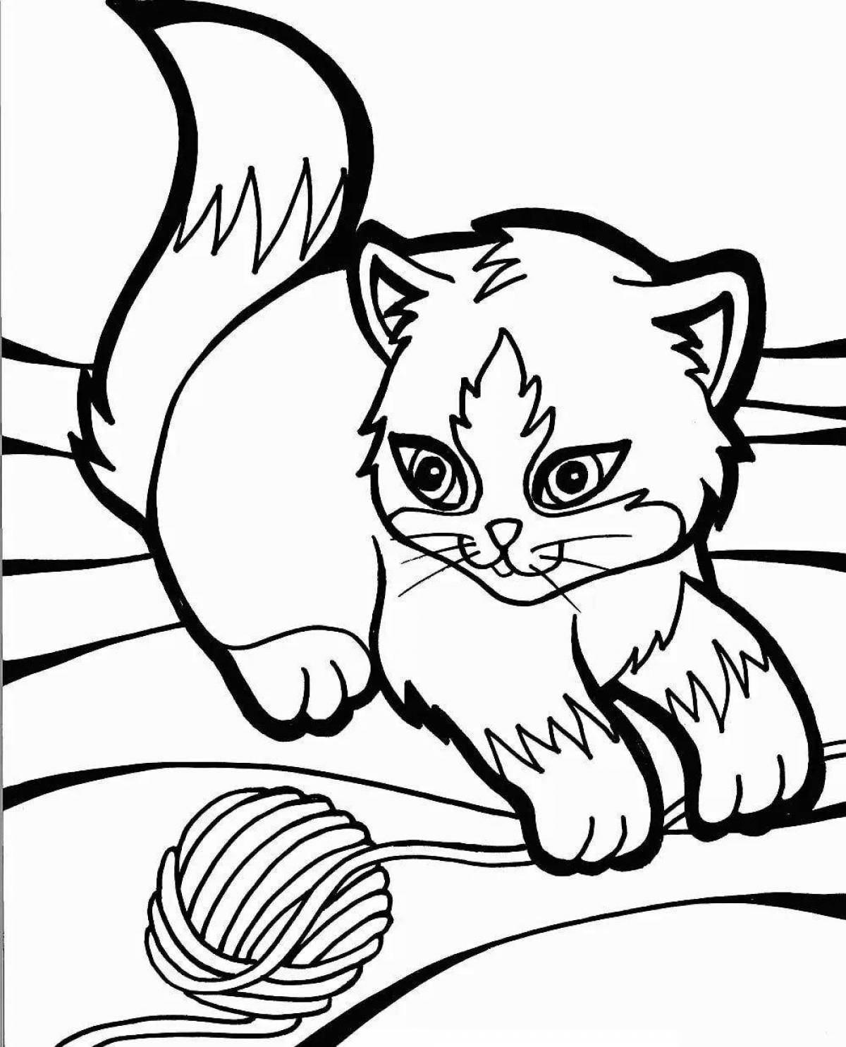 Crazy cat coloring for kids