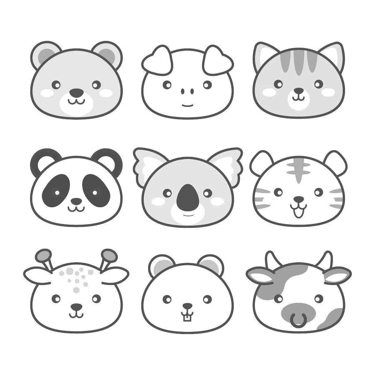 Adorable mini animal coloring book