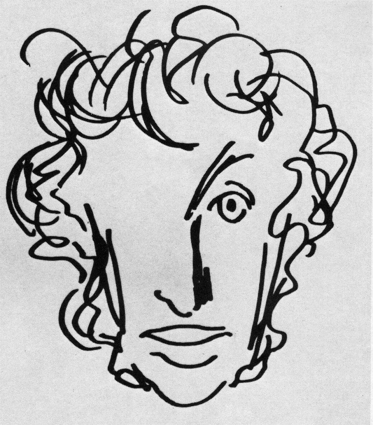 Coloring book elegant portrait of Pushkin