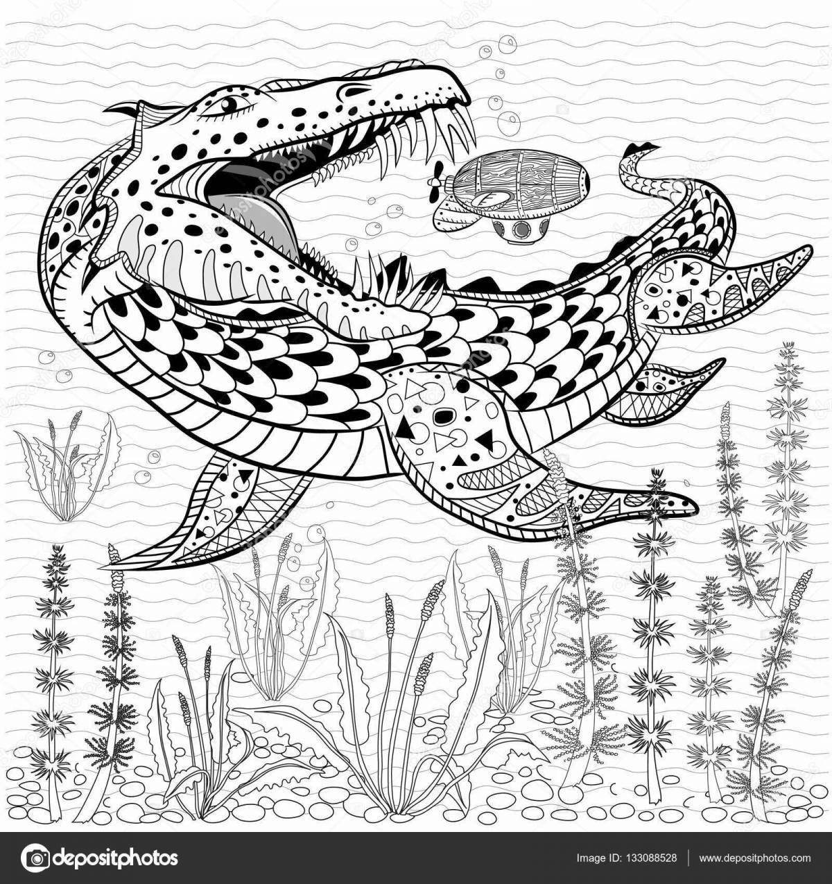 Mystical sea monster coloring page