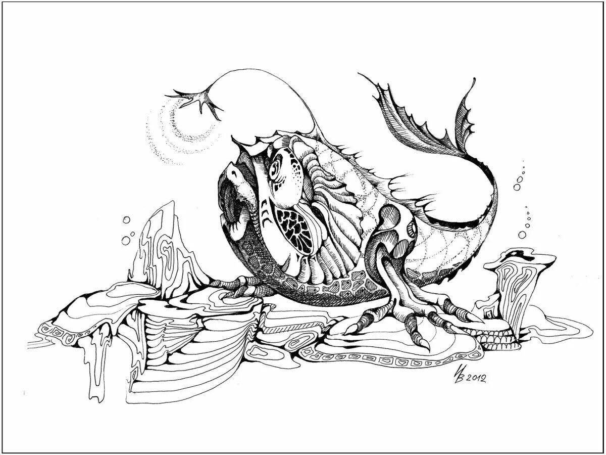 Adorable sea monster coloring page