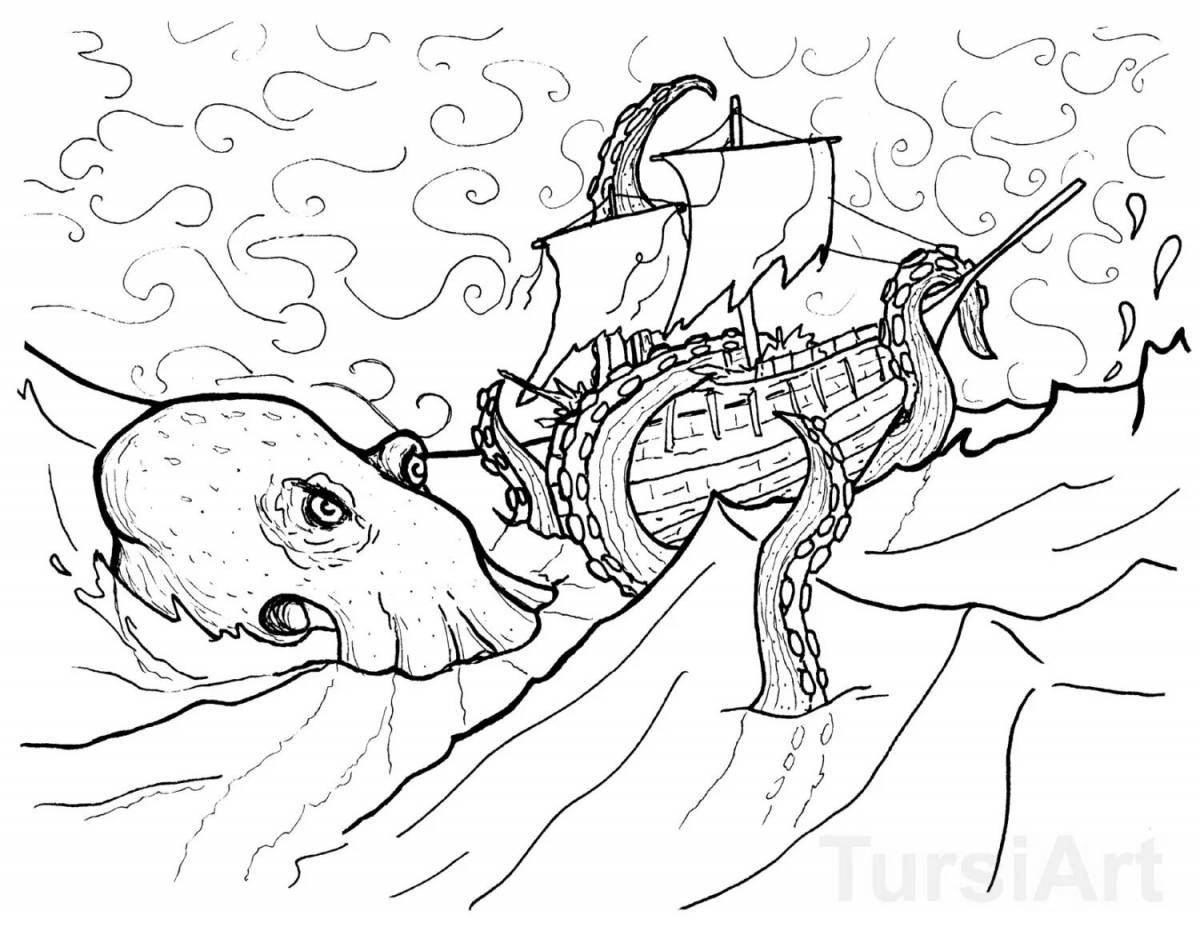 Coloring page shining sea monster