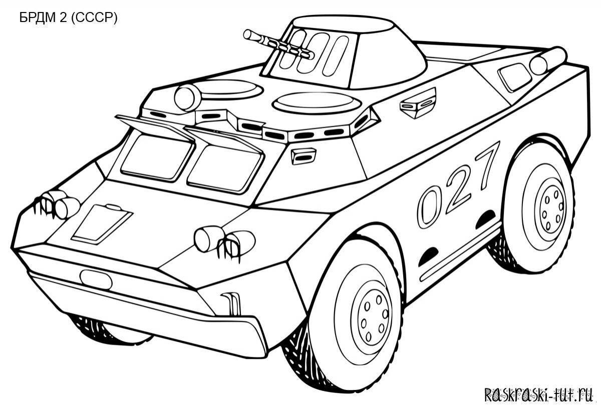 Impressive armored car coloring page