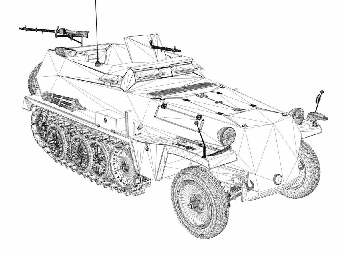 Awesome armored car coloring page