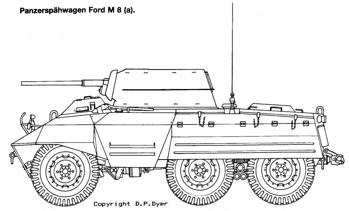 Decorated armored vehicle coloring page