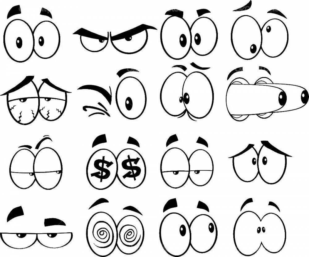 Glowing cartoon eyes coloring page