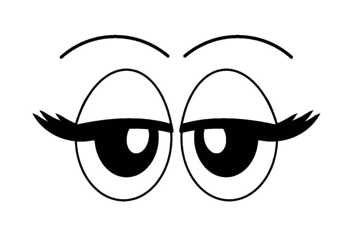 Coloring book excited cartoon eyes