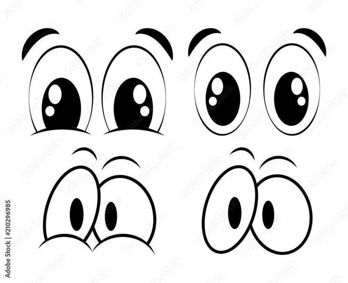 Coloring page mysterious cartoon eyes