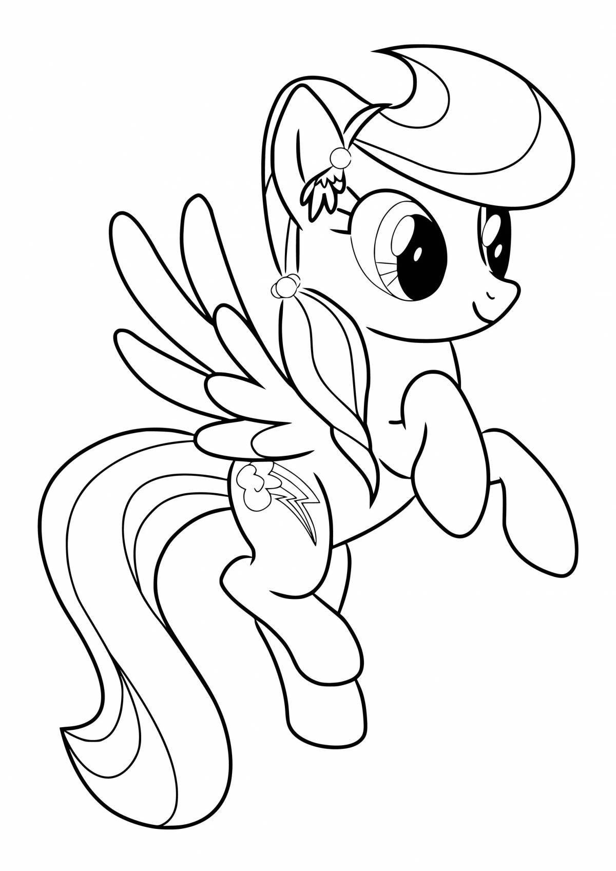 Colorful rainbow pony coloring page