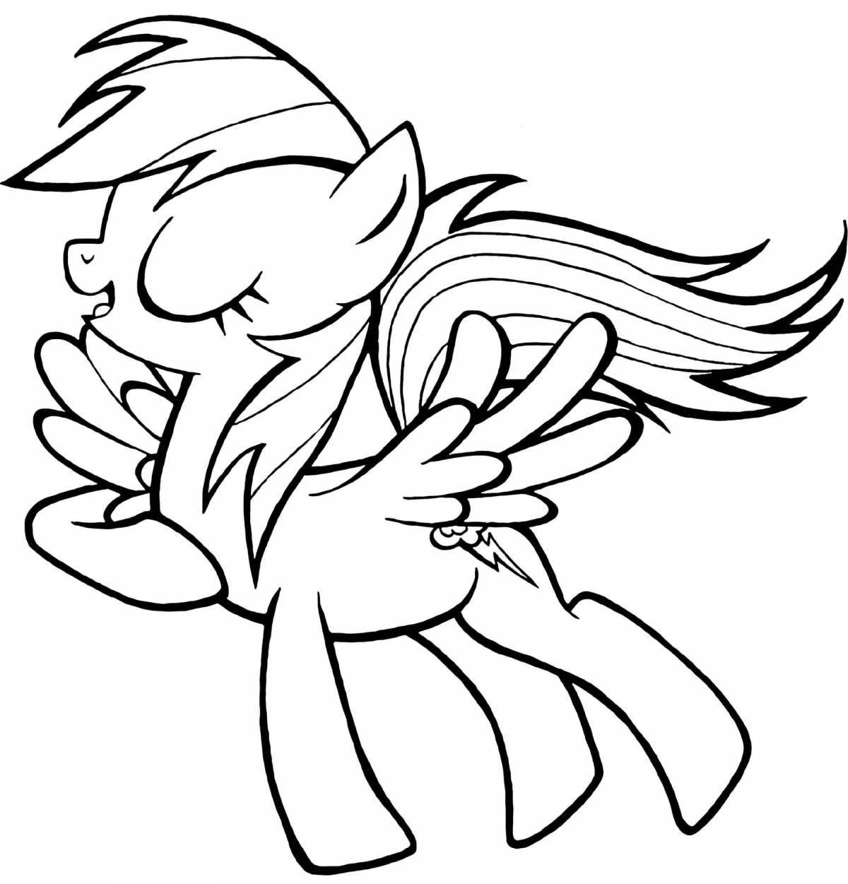 Coloring page charming rainbow pony