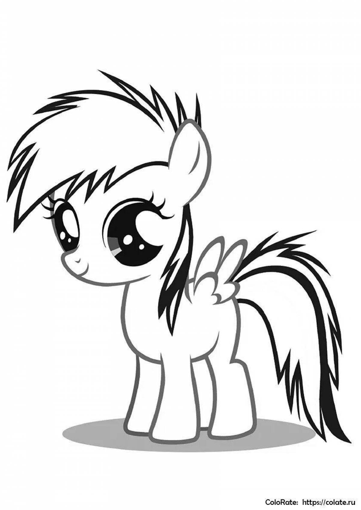 Shiny rainbow pony coloring page