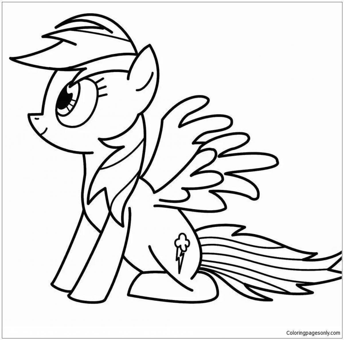 Cute rainbow pony coloring book