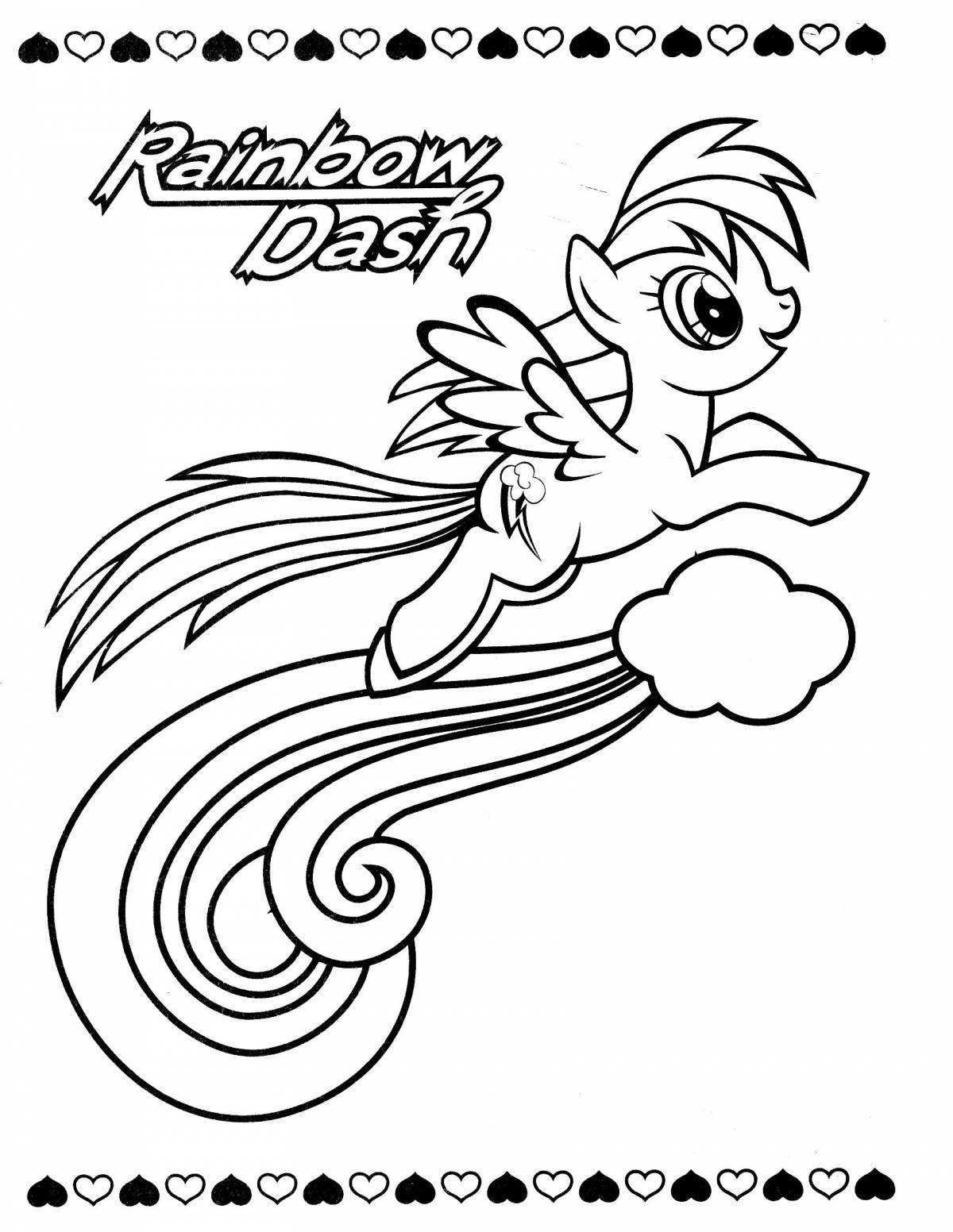 Coloring page dazzling rainbow pony