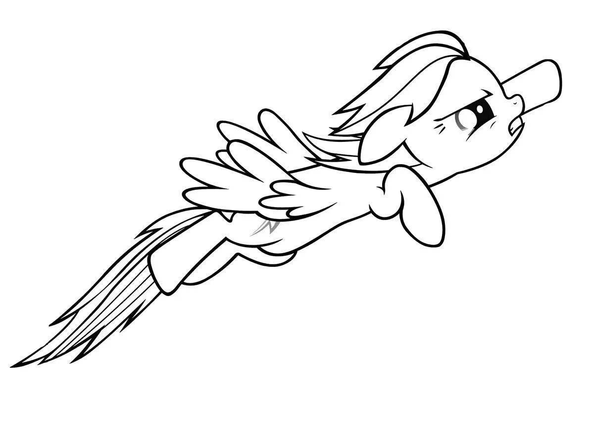 Coloring page gorgeous rainbow pony